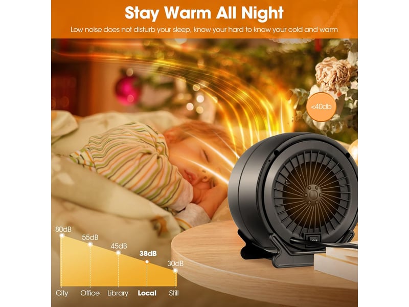  Chauffage soufflant, chauffage auxiliaire silencieux ptc 1200 w, 2 niveaux de chauffage, économie d'énergie, protection contre la surchauffe (noir GTR01899 - Conforama C