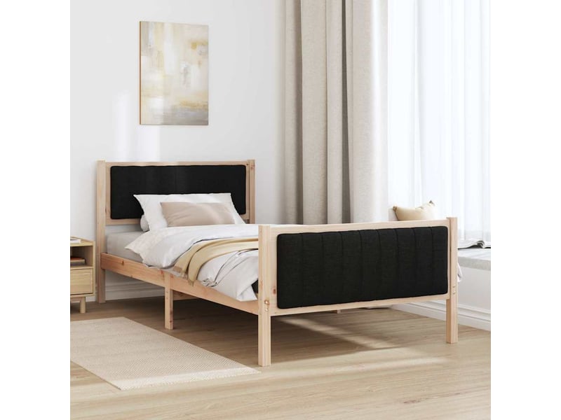  Lit simple- lit adulte -  cadre de lit marron et noir 100 x 200 cm bois massif en pin  - Conforama C