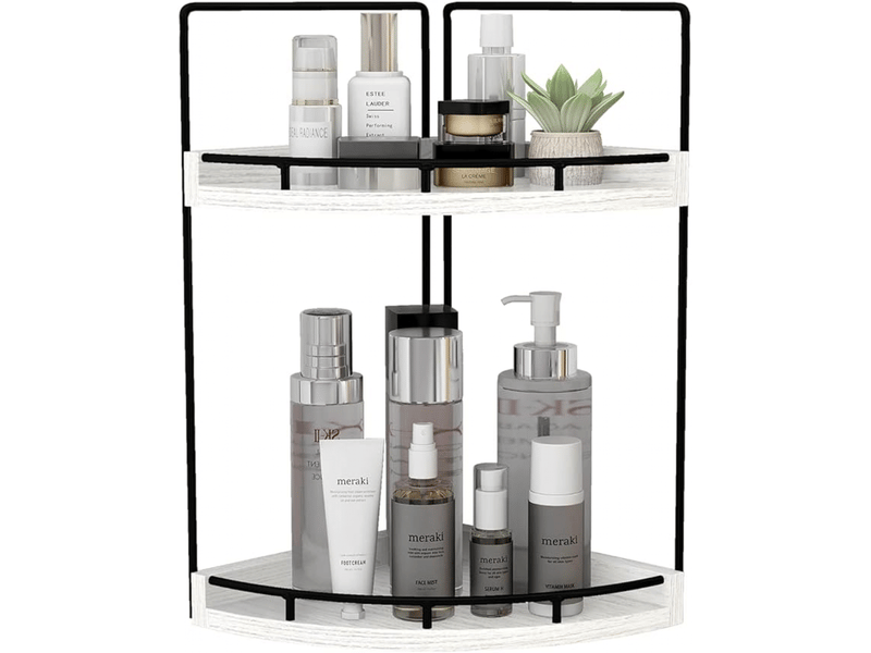  2-tier rustic white corner bathroom shelf  - Conforama A