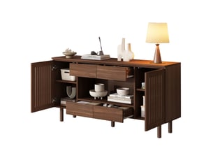 Buffet 2 porte(s)  4 tiroir(s) DESVIAE  - 140 cm coloris bois foncé 