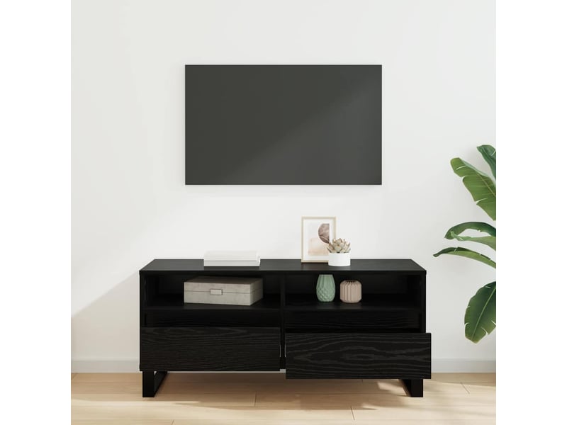  Meuble tv - banc tv - meuble de rangement avec tiroir chêne noir 100 x 34,5 x 44,5 cm  - Conforama D