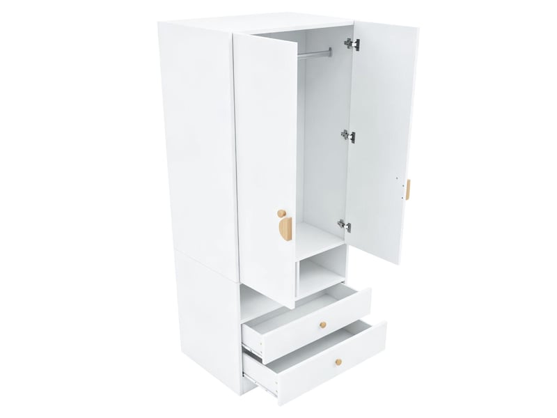  Armoire penderie 2 portes et 2 tiroirs avec compartiments 70 x 50 x 170 cm  - Conforama E