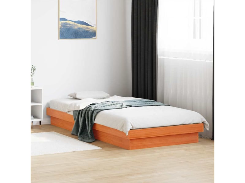 Lit simple- lit adulte - cadre de lit à led sans matelas 100x200 cm bois massif - Conforama B
