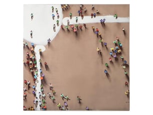 Tableau déco peint rassemblement 100x100cm multicolore