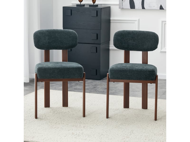  Lot de 2 chaises de salle à manger,49x57x82,5 cm,avec dossier incurvé,lin,noir  - Conforama B