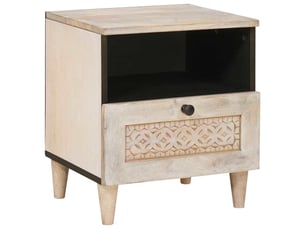 Table de chevet avec tiroir 2 pièces beige 40 x 33 x 46 cm