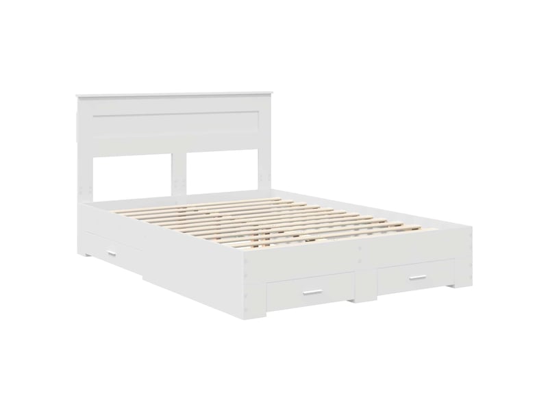  Lit double- lit adulte -  cadre de lit avec tiroir blanc 160 x 200 cm bois d'ingénierie  - Conforama C