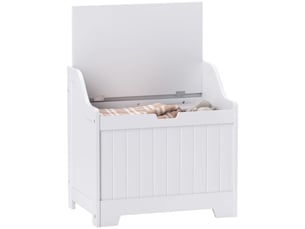 Coffre de rangement, boîte en bois avec couvercle, grand espace de rangement, design moderne, blanc