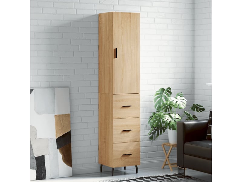  Buffet haut - bahut - meuble de rangement chêne sonoma 34,5x34x180 cm bois d'ingénierie  - Conforama B