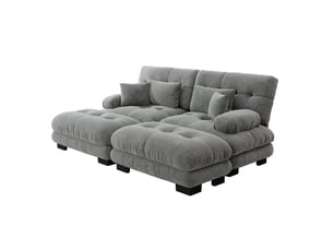 Canapé d'angle, canapé 2 places : style cloud, en chenille, coussins inclus, larges accoudoirs