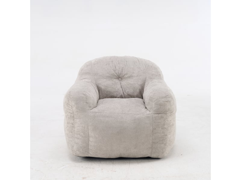 Fauteuil poire avec accoudoirs 95x95 cm – gris clair – simili fourrure et mousse déchiquetée, sans montage - Conforama D