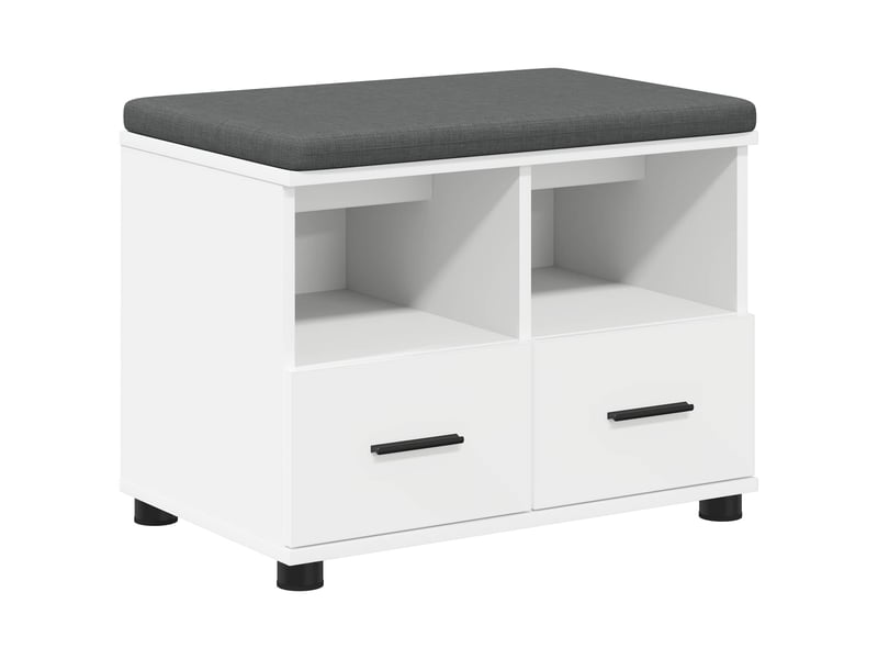  Banc d'entrée blanc 60x38x46 cm bois ingénierie et tissu shl6258  - Conforama A