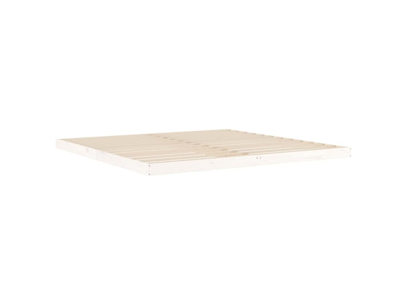  Lit double- lit adulte -  cadre de lit sans matelas blanc 200x200 cm bois massif de pin  - Conforama C