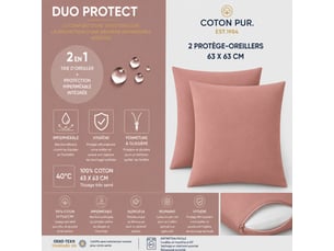 Lot de 2 taies d'oreiller duoprotect avec technologie imperméable intégrée
