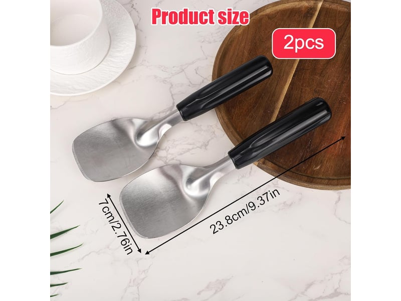 2pcs pelle à glace plate, acier inoxydable cuillère à glace robuste avec manche antidérapant pour servir des desserts durs ou crémeux - Conforama B