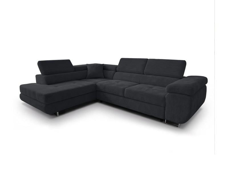  Canapé convertible 276 cm avec coffre et têtières – noir Konak - Conforama A