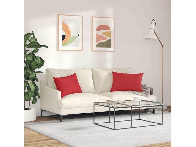  Lot de 2 coussins de canapé, coussins décoratifs tissu rouge 60 x 40 cm cf58945  - Conforama D