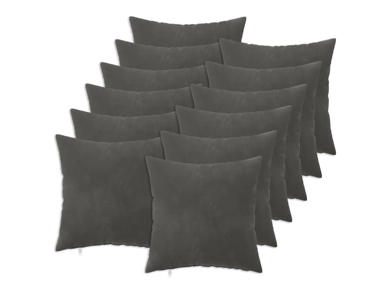  Lot de 12 coussins avec oreiller, coussins décoratifs heerlen gris foncé velours cf50130  - Conforama A