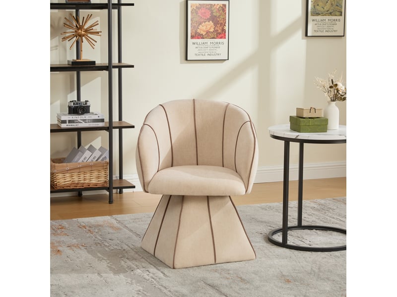  Fauteuil pivotant 56 x 54 x 74,5 cm, chenille, camel, avec dossier haut ergonomique et accoudoirs larges  - Conforama B