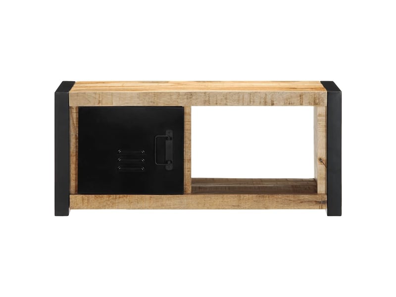  Meuble tv - banc tv - meuble de rangement 80x30x35 cm bois massif de manguier brut  - Conforama C