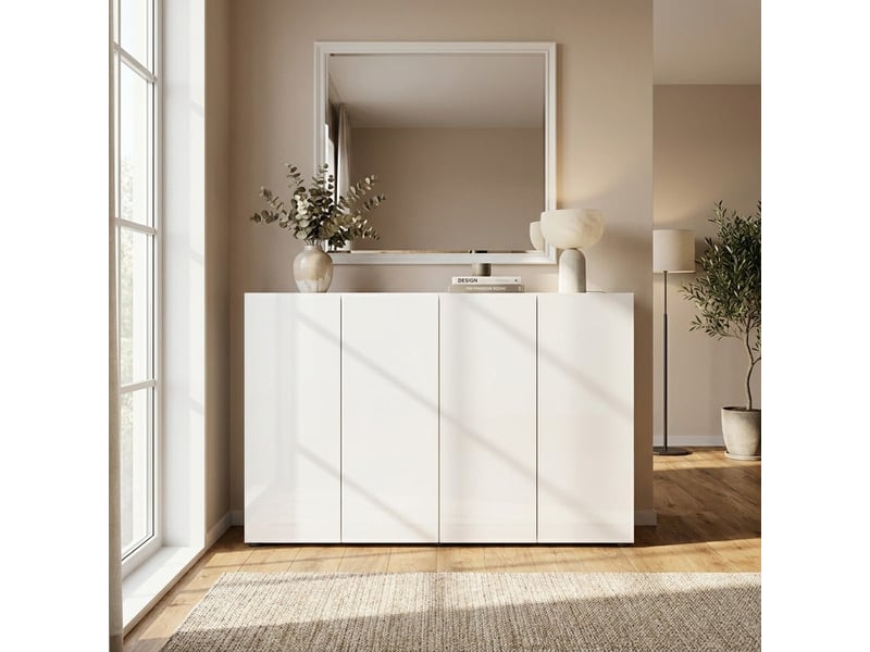 Meuble à chaussures gain de place 4 portes en mélaminé brillant mister - Conforama B