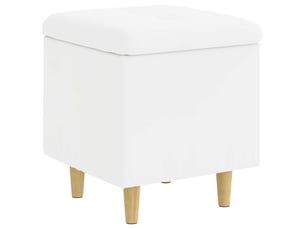 Ottoman, repose pied salon avec rangement blanc 40x40x45 cm simili cuir