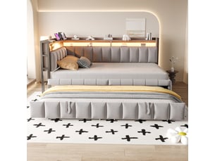 Lit banquette 90x200 cm <strong>MODERNLUXE</strong> <strong></strong> coloris gris
