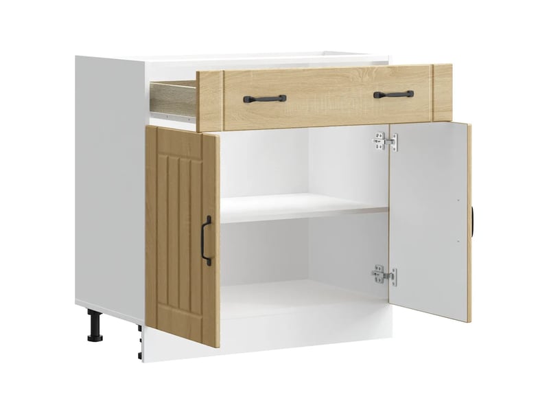  Armoire de cuisine lucca bois ingénierie 80 x 46 x 81,5 cm grand espace de rangement moderne en bois chêne sonoma 02_0050095  - Conforama C