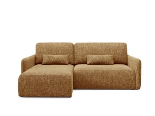 Canapé d'angle réversible convertible 4 places Tissu jaune avec coffre de rangement