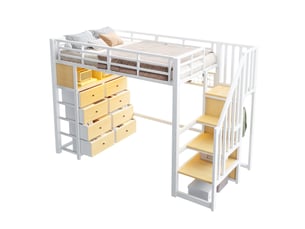 Lit mezzanine 90x200 cm <strong>WISHDOR</strong> <strong></strong> coloris blanc