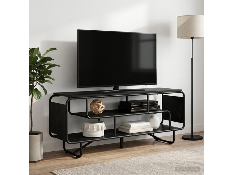  Meuble tv, banc tv 140x36x45 cm chêne noir bois d'ingénierie  - Conforama B