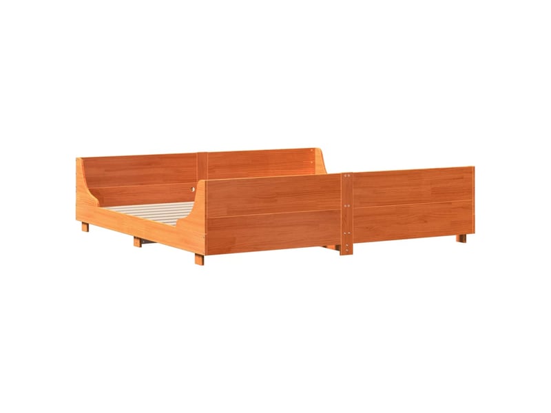  Lit double- lit adulte -  cadre de lit sans matelas  marron 180x200cm bois pin massif  - Conforama B