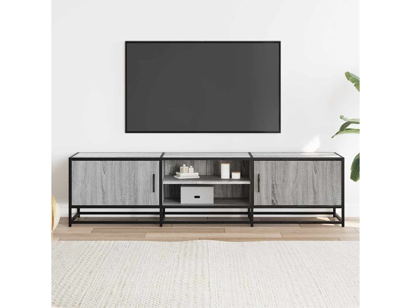  Meuble tv - banc tv - meuble de rangement sonoma gris 160x35x41 cm bois d'ingénierie et métal  - Conforama C