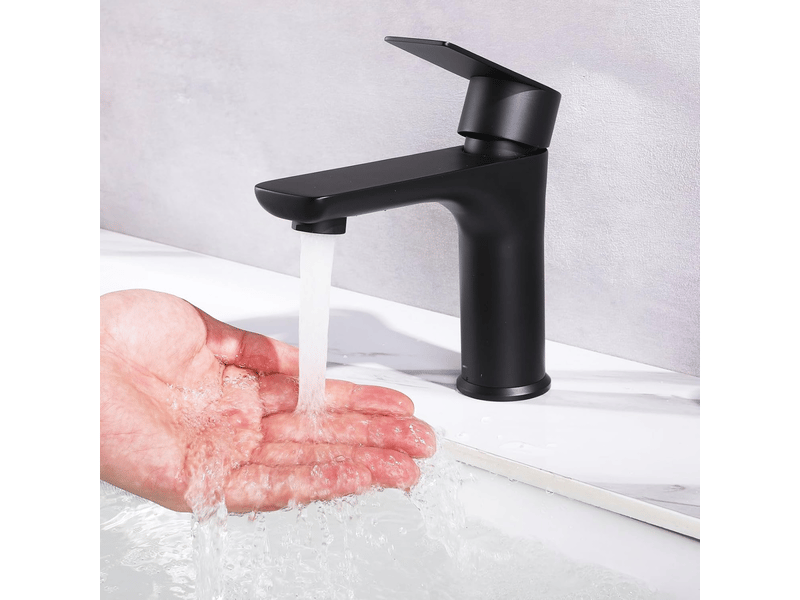  Robinet de lavabo de salle de bain, robinet de lavabo de vanité, eau chaude et froide (noir)  - Conforama D
