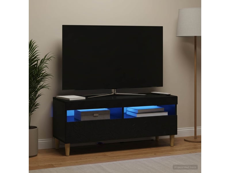  Meuble tv - banc tv - meuble de rangement led noir bois d'ingénierie  - Conforama B
