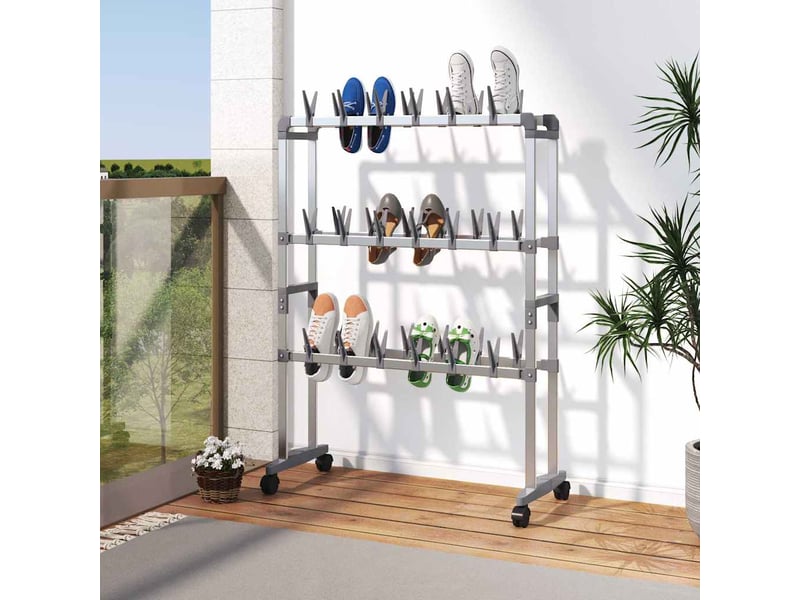  Meuble à chaussures, étagère à chaussures avec roulettes argenté 66x27x100 cm  - Conforama B