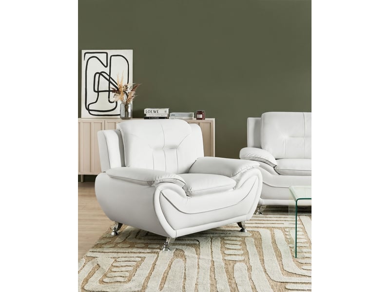 Fauteuil leira cuir pu blanc  - Conforama B
