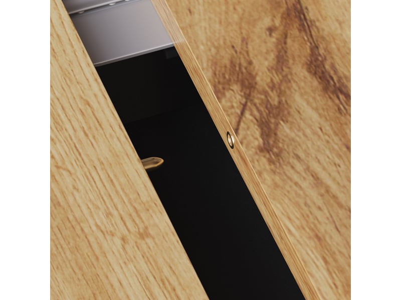 Table à manger extensible 110x80x75 cm, panneau de fibres noir et naturel, 4-6 personnes - Conforama E