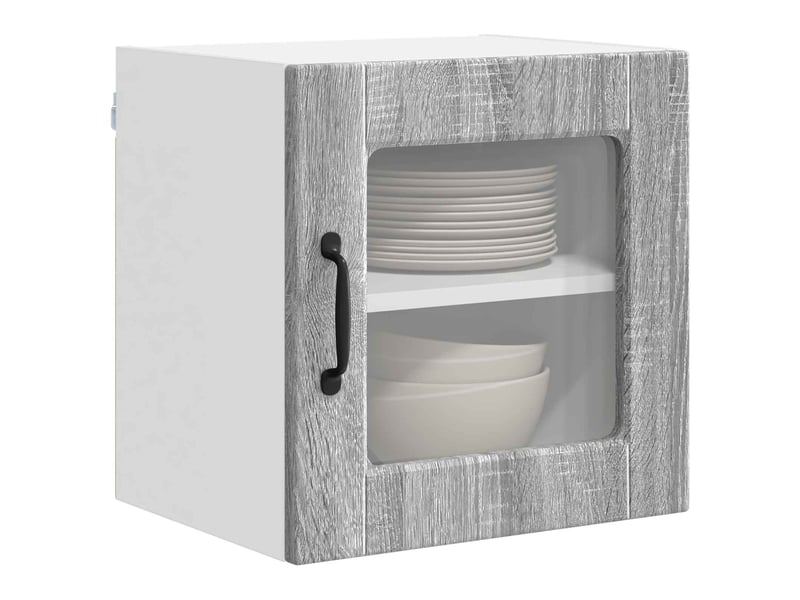 Meuble de rangement, armoire en verre mural porto 2 pc gris sonoma bois d'ingénierie - Conforama C
