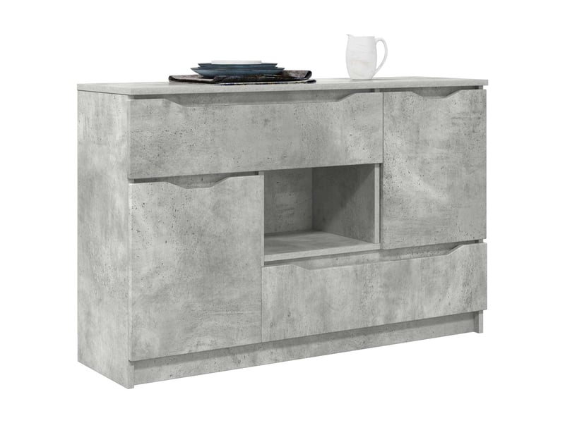  Buffet - bahut - meuble de rangement gris béton 100 x 30 x 65,6 bois d'ingénierie  - Conforama C