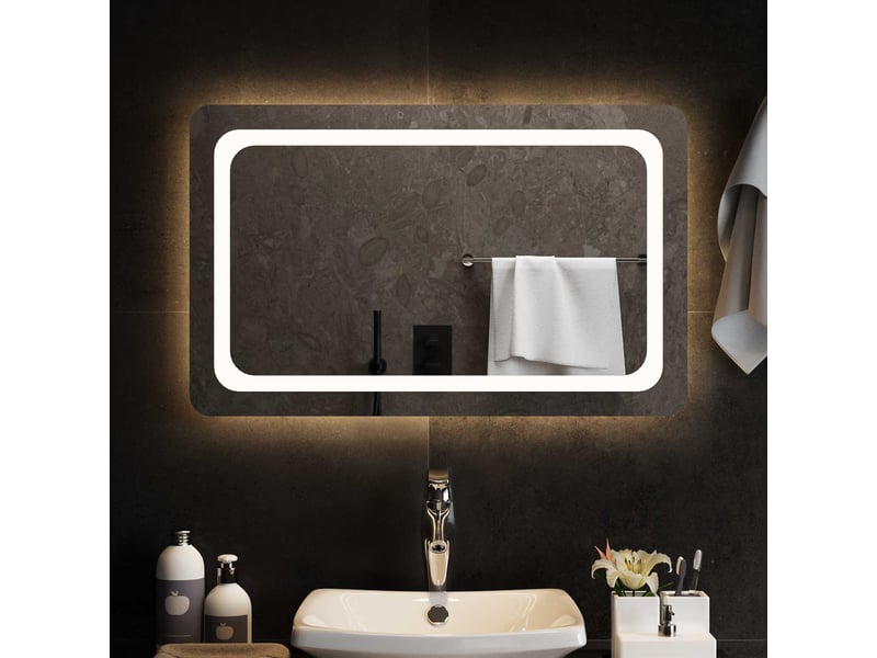  Miroir de salle de bain, miroir de toilette led transparent 80 x 50 cm verre trempé cf62617  - Conforama C