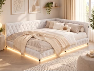 Lit 2 places 140x200 cm <strong>KEFSR</strong> <strong></strong> coloris beige