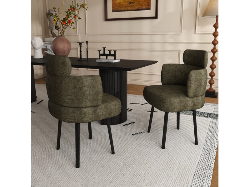 Chaise de salle à manger pivotante 360° en chenille vert olive evryae - Conforama B