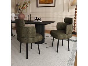 Chaise de salle à manger pivotante 360° en chenille vert olive evryae