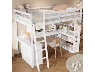 Lit mezzanine 90x200 cm <strong>MEULVA</strong> <strong></strong> coloris blanc