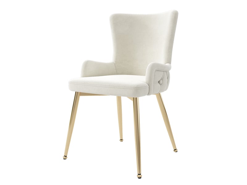  Lot de 4 chaises de salle à manger en velours beige, pieds en métal doré N634P266368B-4 - Conforama B