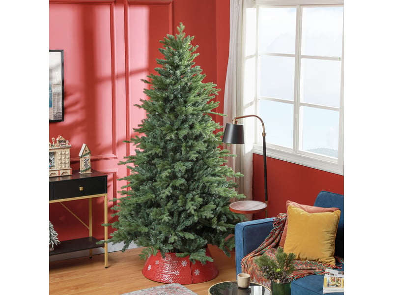  Sapin de noël vert en plastique de 210 cm avec pied en métal et 2 445 pointes ignifugées  - Conforama C
