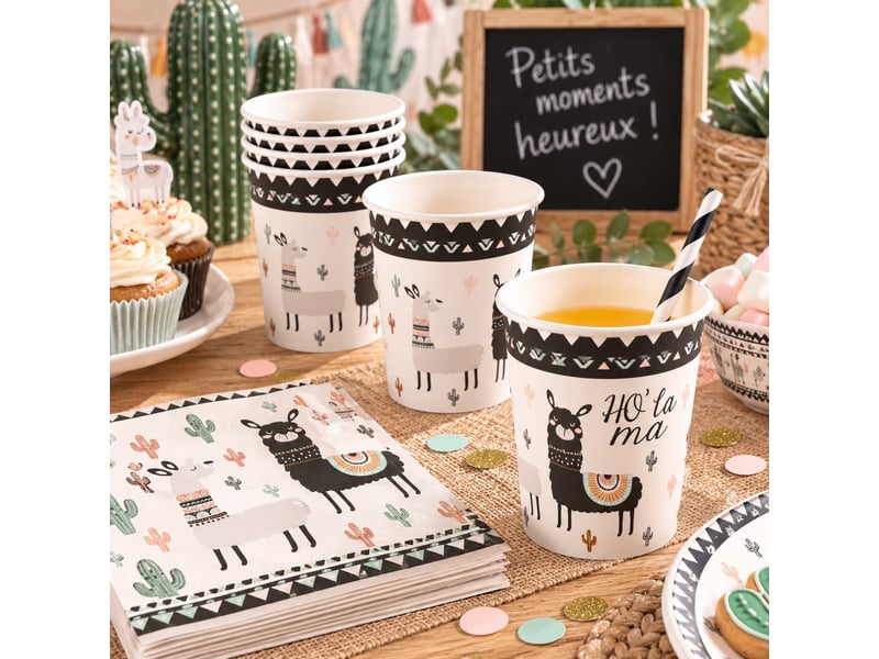  Lot de 6 gobelets en carton motif lama  - Conforama B