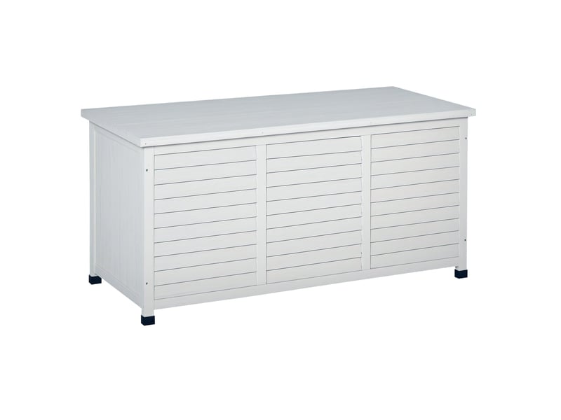  Cassapanca d’extérieur imperméable en bois de sapin avec couvercle et base surélevée, 127 x 56 x 60 cm, blanc 84B-458WT - Conforama A