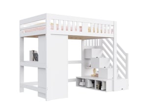 Lit mezzanine 140x200 cm <strong>HAVRYA</strong>  <strong></strong> coloris blanc
